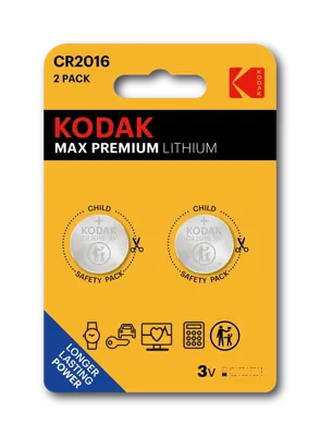 Pilas de litio Kodak MAX PREMIUM CR2016, CR2025 y CR2032